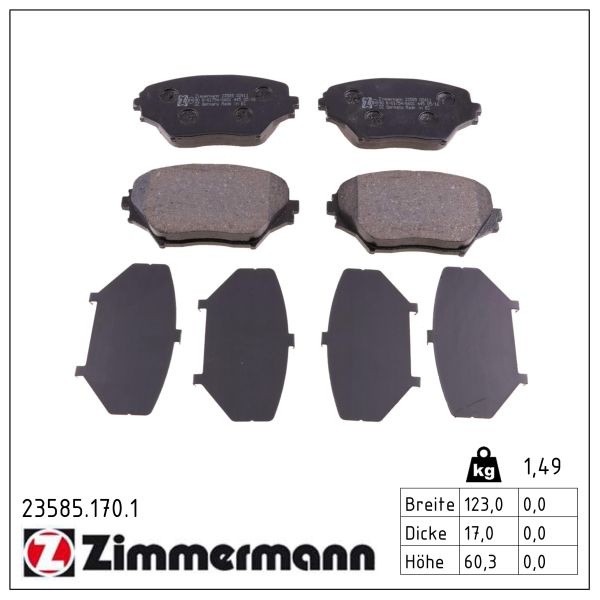 Колодки гальмівні дискові TOYOTA RAV 4 II (_A2_) 2.0 2000.05-2005.11 ZIMMERMANN (23585.170.1) Zimmermann фото 2