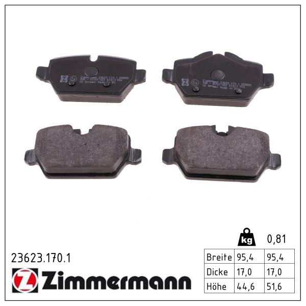 Колодки гальмівні дискові BMW 1 (E87) 1.6 2003.02-2013.01 ZIMMERMANN (23623.170.1) Zimmermann фото 2