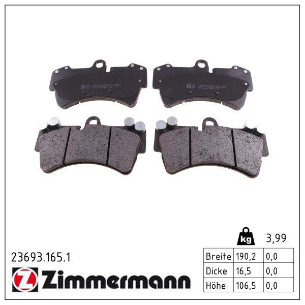 Колодки гальмівні (передні) Audi Q7/Porsche Cayenne/ VW Touareg 3.0-6.0 02- (Brembo) Zimmermann фото 9
