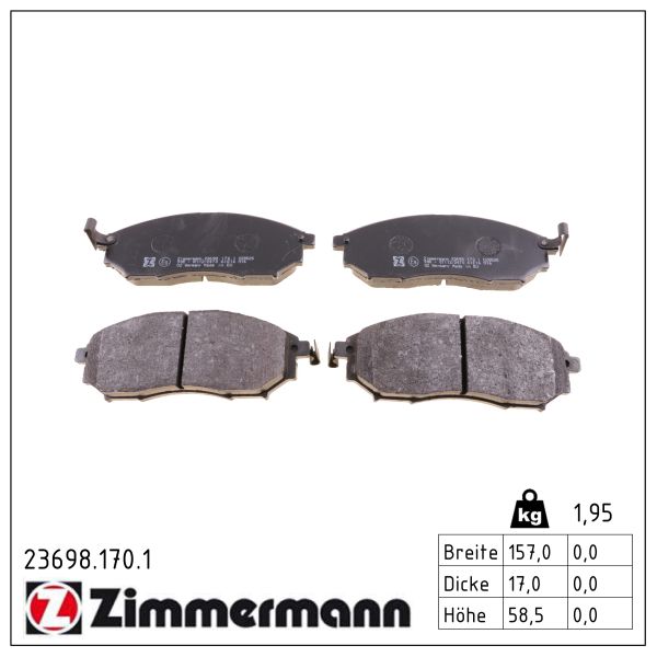 Колодки гальмівні дискові NISSAN QASHQAI/QASHQAI+2I (J10, NJ10, JJ10E) 2.0 2006.11-2014 ZIMMERMANN (23698.170.1) Zimmermann фото 2