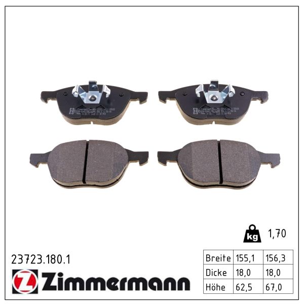 Колодки гальмівні (передні) Ford C-Max/Focus/Mazda 3/5 03- (Ate-Teves) Zimmermann фото 9