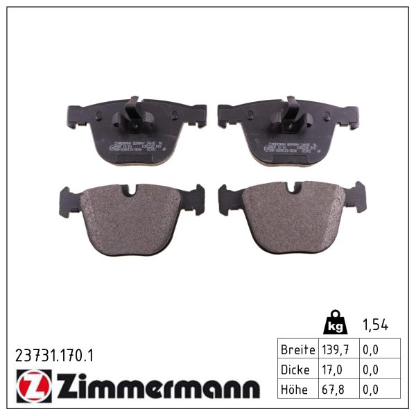 Колодки гальмівні дискові BMW 7 (F01, F02, F03, F04) 3.0 2008.02-2015.12 ZIMMERMANN (23731.170.1) Zimmermann фото 2