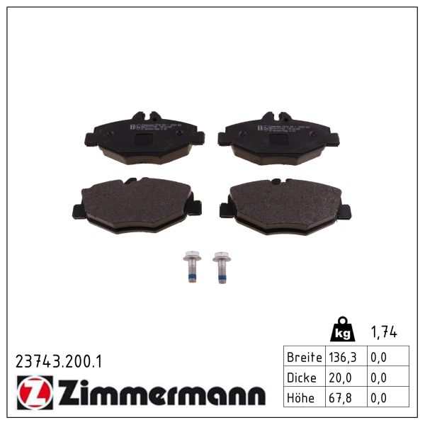 Колодки гальмівні дискові MB E-CLASS (W211) 1.8 2002.03-2009.03 ZIMMERMANN (23743.200.1) Zimmermann фото 2