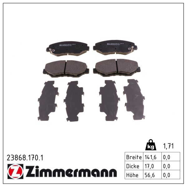 Колодки гальмівні дискові HONDA CR-V II (RD_) 2.0 2001.09-2007.07 ZIMMERMANN (23868.170.1) Zimmermann фото 2
