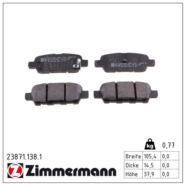 Колодки гальмівні (задні) Renault Koleos/Nissan Juke/Qashqai/X-Trail/Suzuki 08- (Akebono) Zimmermann фото 9