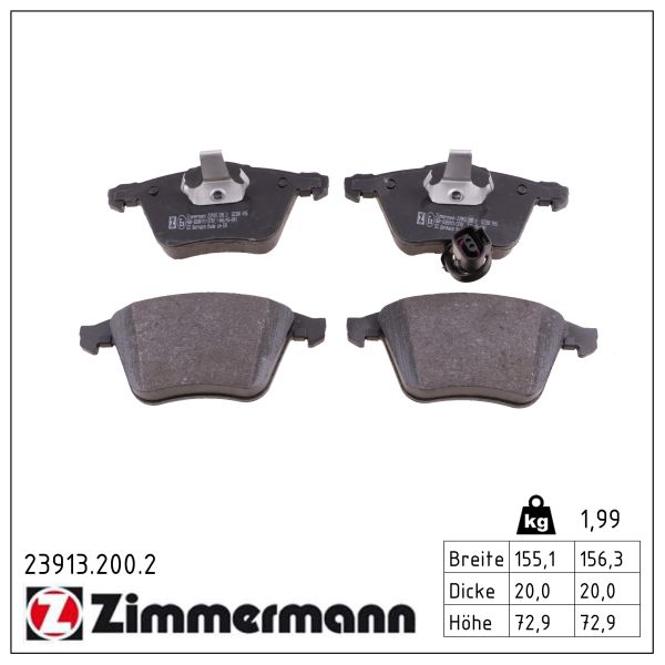 Колодки гальмівні дискові SEAT LEON (1P1) 1.6 2005.05-2013.12 ZIMMERMANN (23913.200.2) Zimmermann фото 2