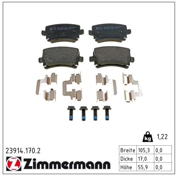 Колодки гальмівні (задні) VW Caddy 03-15 (Lucas-Girling) (з аксесуарами) Zimmermann фото 9