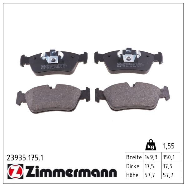 Колодки гальмівні дискові BMW 3 (E90) 2.0 2004.02-2012.02 ZIMMERMANN (23935.175.1) Zimmermann фото 2