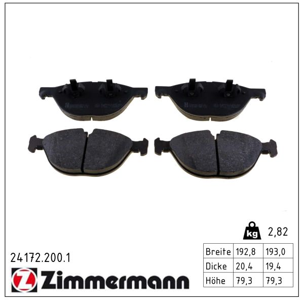 Колодки гальмівні дискові BMW X5 (E70) 4.8 2006.02-2013.07 ZIMMERMANN (24172.200.1) Zimmermann фото 2