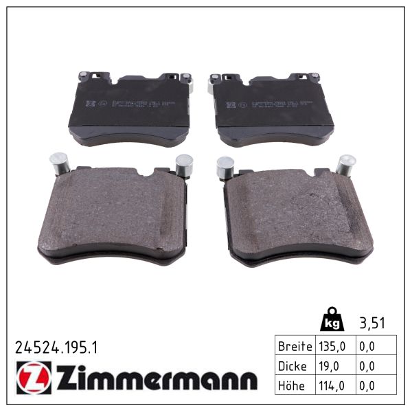Колодки гальмівні дискові BMW X5 (F15, F85) 3.0 2013.08-2018.07 ZIMMERMANN (24524.195.1) Zimmermann фото 2