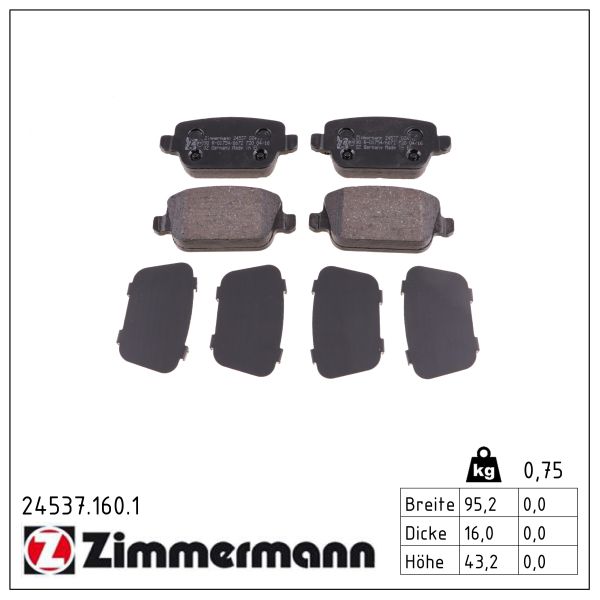 Колодки гальмівні дискові FORD KUGA I 2.5 2008.02-2012.11 ZIMMERMANN (24537.160.1) Zimmermann фото 2