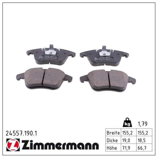 Колодки гальмівні дискові CITROEN C4 GRAND PICASSO I (RU_) 2.0 2006.10-2013.12 ZIMMERMANN (24557.190.1) Zimmermann фото 2