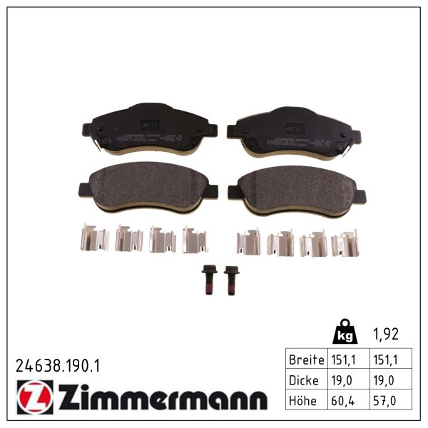 Колодки гальмівні дискові HONDA CR-V III (RE_) 2.0 2006.06- ZIMMERMANN (24638.190.1) Zimmermann фото 2