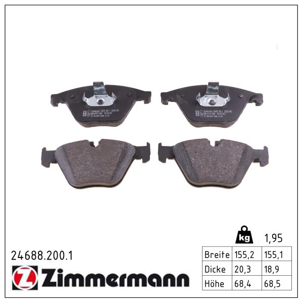 Колодки гальмівні (передні) BMW 5 (F10,F11)/6 (F06,F12,F13) 09- (Ate-Teves) Zimmermann фото 8