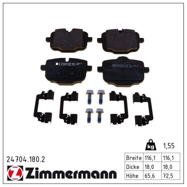 Колодки гальмівні дискові BMW X5 (G05, F95) 3.0 2018.08- ZIMMERMANN (24704.180.2) Zimmermann фото 2