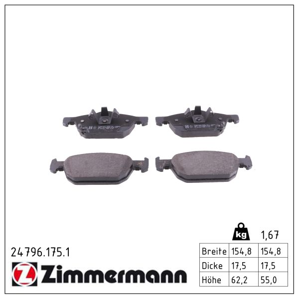 Колодки гальмівні дискові HONDA ACCORD VIII (CU) 2.4 2008.04- ZIMMERMANN (24796.175.1) Zimmermann фото 2