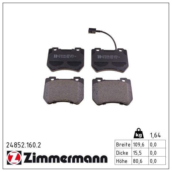Колодки гальмівні дискові ALFA ROMEO 159 (939_) 2.2 2005.06-2012.12 ZIMMERMANN (24852.160.2) Zimmermann фото 2