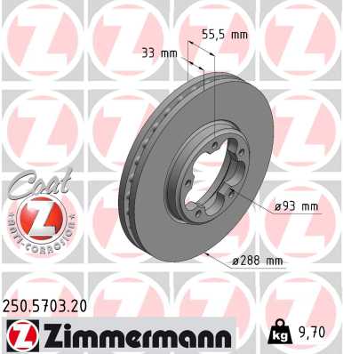 Диск гальмівний FORD TRANSIT V363 АВТОБУС (FAD, FBD) 2.0 2013.08- ZIMMERMANN (250.5703.20) Zimmermann фото 2