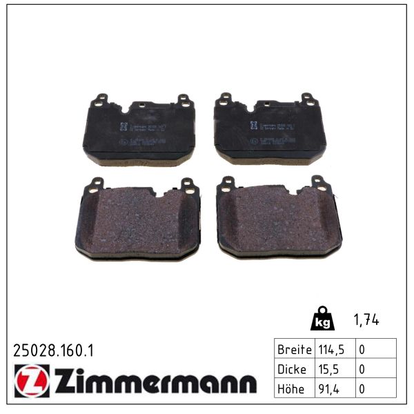 Колодки гальмівні дискові (комплект 4 шт) BMW X2 (F39) 2.0 2017.11- ZIMMERMANN (25028.160.1) Zimmermann фото 2