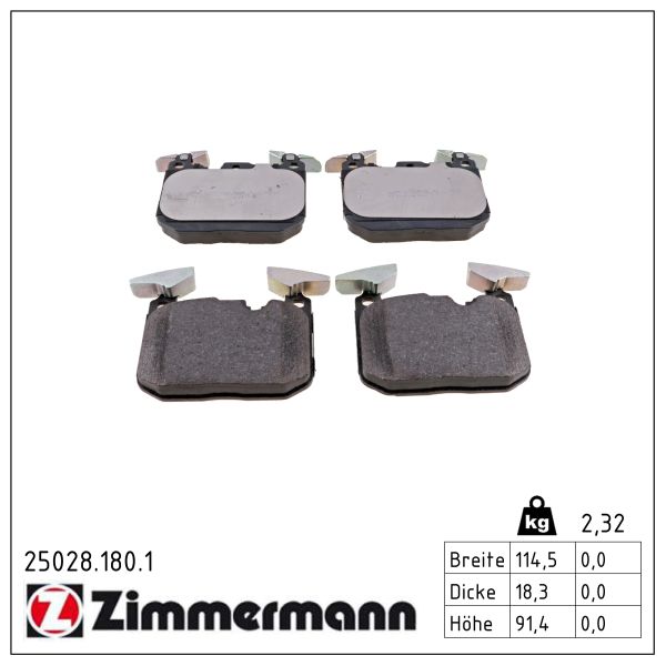 Колодки гальмівні (передні) BMW 1 (F20/F21)/ 3 (F30/F31/F34)/ i8 (I12) 11- (Brembo) Zimmermann фото 9