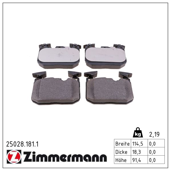 Колодки гальмівні дискові BMW 3 (F30, F80) 2.0 2011.11-2018.10 ZIMMERMANN (25028.181.1) Zimmermann фото 2