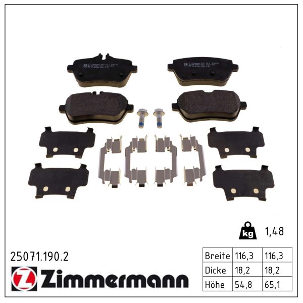 Колодки гальмівні дискові MB S-CLASS (W222, V222, X22) 3.0 2013.05-ZIMMERMANN (25071.190.2) Zimmermann фото 2