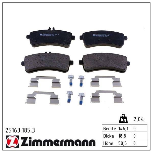 Колодки гальмівні дискові MB S-CLASS (W222, V222, X222) 6.0 2013.05-ZIMMERMANN (25163.185.3) Zimmermann фото 2