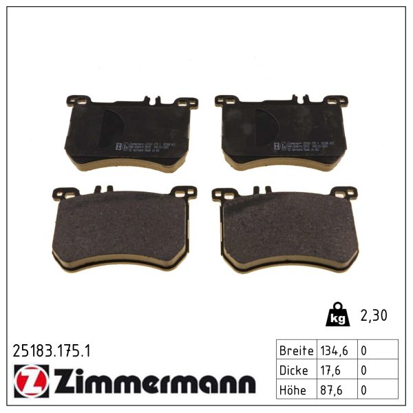 Колодки гальмівні дискові MB S-CLASS (W222, V222, X22) 3.0 2013.05-ZIMMERMANN (25183.175.1) Zimmermann фото 2