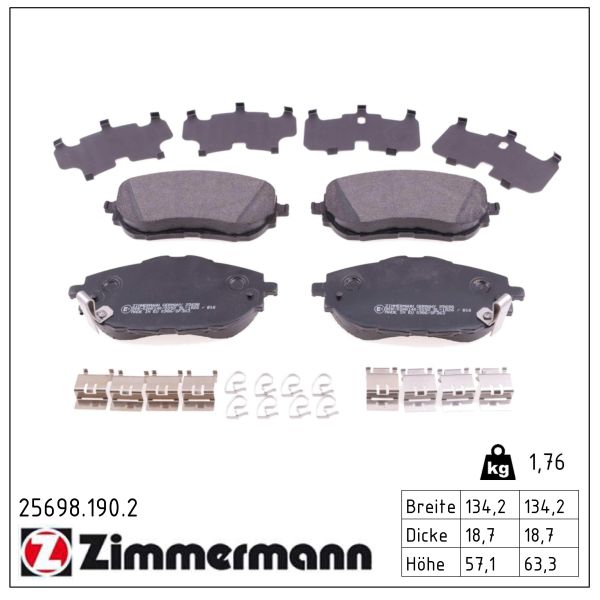 Колодки гальмівні дискові TOYOTA COROLLA ЛІФТБЕК (_E18_, ZRE1_) 1.3 2013.06-2019.08 ZIMMERMANN (25698.190.2) Zimmermann фото 2