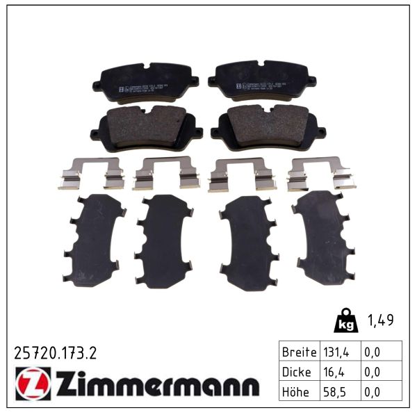 Колодки гальмівні (задні) Land Rover Range Rover/Discovery 2.0/3.0/5.0D 4x4 12- (TRW) (з аксесуар) Zimmermann фото 5