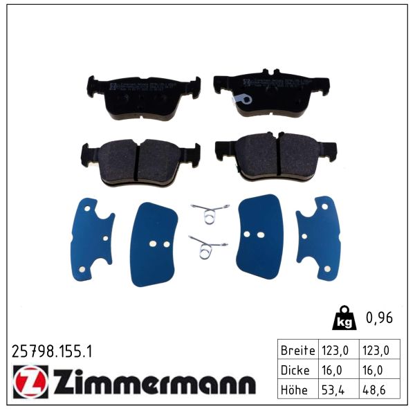 Колодки гальмівні дискові FORD MONDEO V TURNIER (CF) 1.6 2014.09- ZIMMERMANN (25798.155.1) Zimmermann фото 2