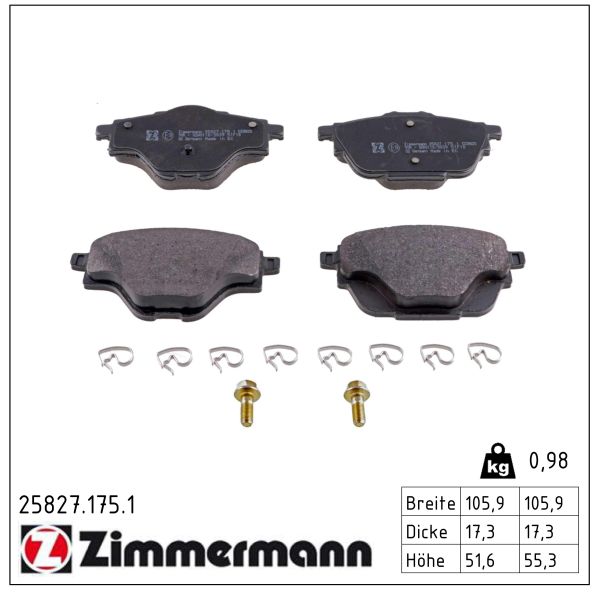 Колодки гальмівні дискові CITROEN C5 AIRCROSS (A_) 2.0 2018.11- ZIMMERMANN (25827.175.1) Zimmermann фото 2
