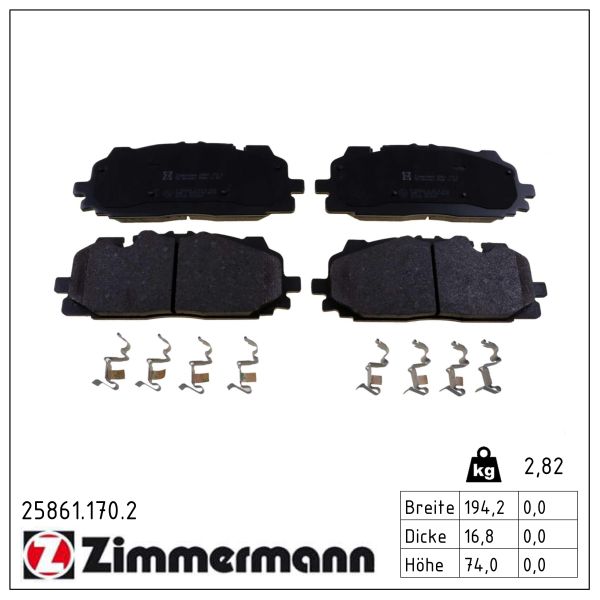 Колодки гальмівні (передні) Audi A5/Q7 2.0-3.0 D 15-/VW Touareg 17- (Akebono) (з аксесуарами) Zimmermann фото 9
