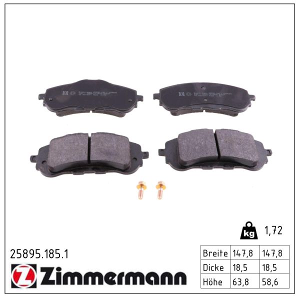 Колодки гальмівні дискові PEUGEOT 308 SW II (LC_, LJ_, LR_, LX_, L4_) 1.6 2014.03-2021.06 ZIMMERMANN (25895.185.1) Zimmermann фото 2