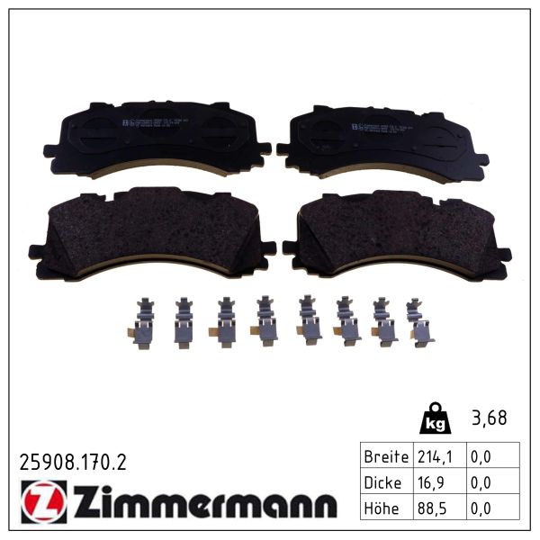 Колодки гальмівні (передні) Audi A6/A7/A8/Q7/Q8/VW Touareg 17- (Akebono) (з аксесуарами) Zimmermann фото 8