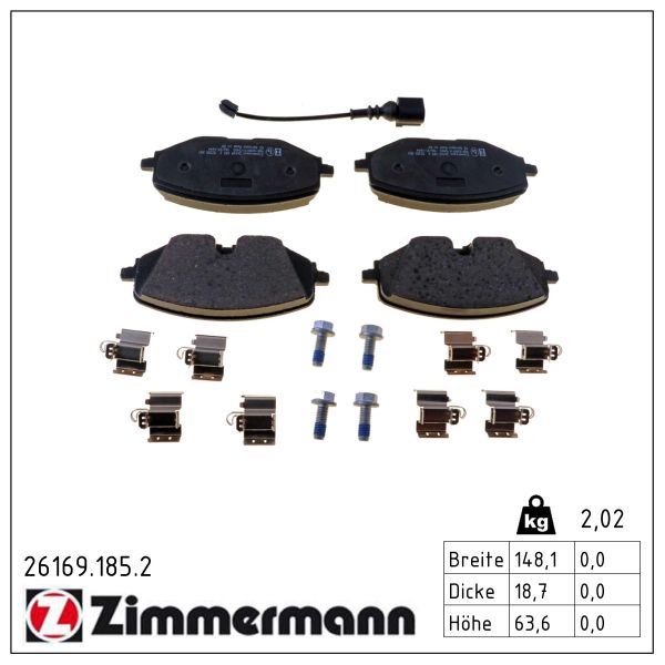 Колодки гальмівні дискові (комплект 4 шт) SEAT LEON (KL1) 2.0 2019.11- ZIMMERMANN (26169.185.2) Zimmermann фото 2