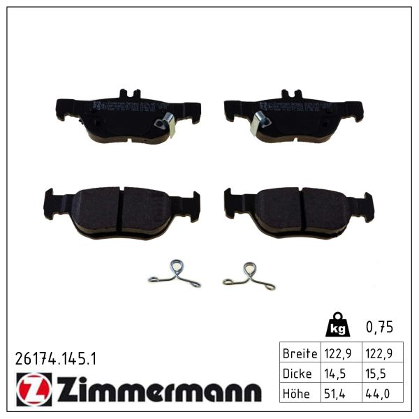 Колодки гальмівні дискові MAZDA 3 ЛІФТБЕК (BP_) 1.5 2018.11- ZIMMERMANN (26174.145.1) Zimmermann фото 2