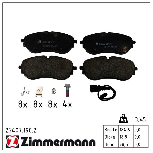 Колодки гальмівні дискові (комплект 4 шт) AUDI Q4 SPORTBACK (F4N) 06/21-, AUDI Q4 SUV (F4B) 07/20-,SKODA ZIMMERMANN Zimmermann фото 2