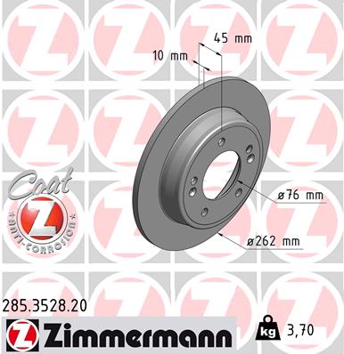 Диск гальмівний HYUNDAI ELANTRA VI ЛІФТБЕК (AD, ADA) 2.0 2015.09- ZIMMERMANN (285.3528.20) Zimmermann фото 2