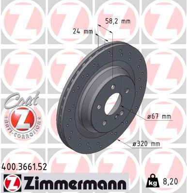 Диск гальмівний SPORT Z MB S-CLASS (W221) 5.5 2005.09-2013.12 ZIMMERMANN (400.3661.52) Zimmermann фото 2
