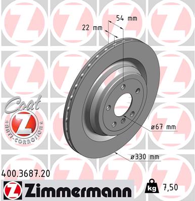 Диск гальмівний MB M-CLASS (W166) 3.0 2011.06-2015.12 ZIMMERMANN (400.3687.20) Zimmermann фото 2