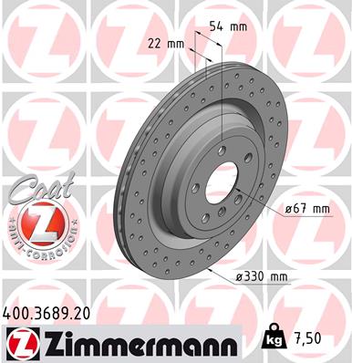 Диск гальмівний MB M-CLASS (W166) 3.0 2011.06-2015.12 ZIMMERMANN (400.3689.20) Zimmermann фото 2