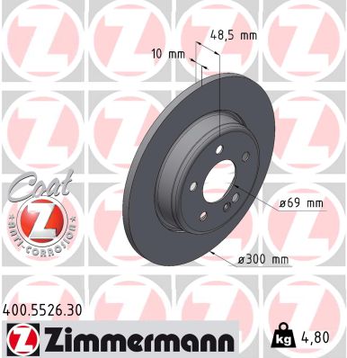 Диск гальмівний FORMULA S MB C-CLASS (W205) 1.6 2013.07- ZIMMERMANN (400.5526.30) Zimmermann фото 2
