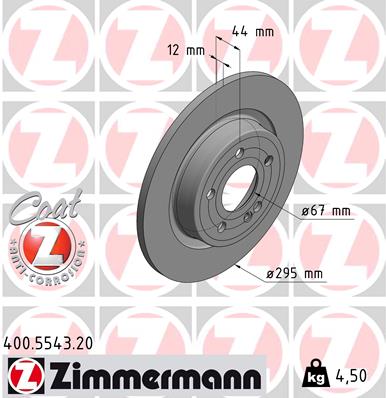 Диск гальмівний MB B-CLASS SPORTS TOURER (W247) 2.0 2018.12- ZIMMERMANN (400.5543.20) Zimmermann фото 2