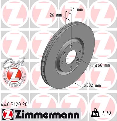 Диск гальмівний PEUGEOT 208 I (CA_, CC_) 1.4 2012.03-2020.03 ZIMMERMANN (440.3120.20) Zimmermann фото 2