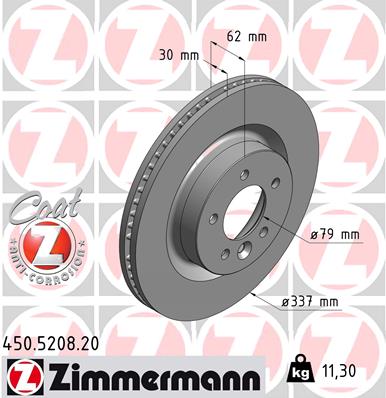 Диск гальмівний LAND ROVER RANGE ROVER SPORT I (L320) 4.4 2005.02-2013.03 ZIMMERMANN (450.5208.20) Zimmermann фото 2