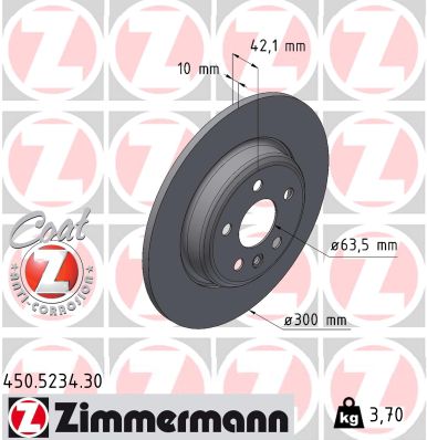Диск гальмівний FORMULA S LAND ROVER DISCOVERY SPORT (L550) 2.0 4X4 2014.11- ZIMMERMANN (450.5234.30) Zimmermann фото 2