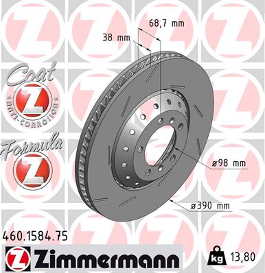Диск гальмівний PORSCHE PAminRA (970) 4.8 TURBO 2009.09-2013.07 ZIMMERMANN (460.1584.75) Zimmermann фото 2