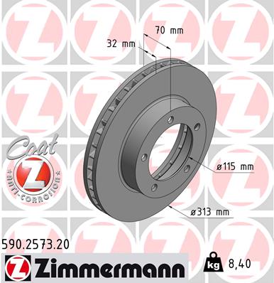 Диск тормозной (передний) Toyota Land Cruiser 100 4.2TD/4.7 98-07 (313x32) (с покрытием) (вентилир.) фото 6