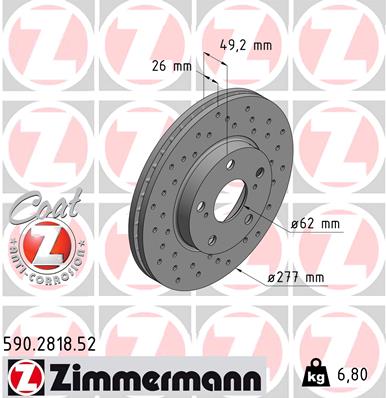 Диск гальмівний SPORT Z TOYOTA COROLLA ЛІФТБЕК (_E18_, ZRE1_) 1.3 2013.06-2019.08 ZIMMERMANN (590.2818.52) Zimmermann фото 2